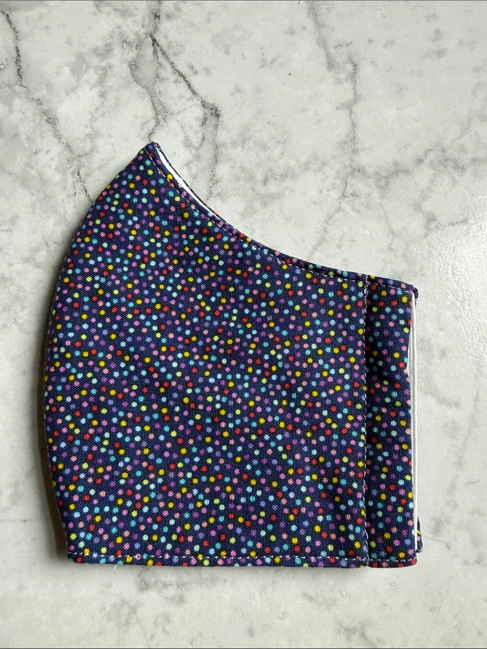 Colorful Polka Dot Kids Face Mask - Navy Background